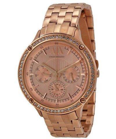 Armani Exchange Rose Gold Dial Crystals AX5406 Ladies Watch