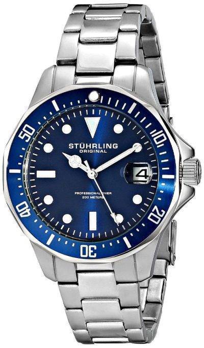 Stuhrling Original Aquadiver 200M Quartz Date 664.02 Mens Watch