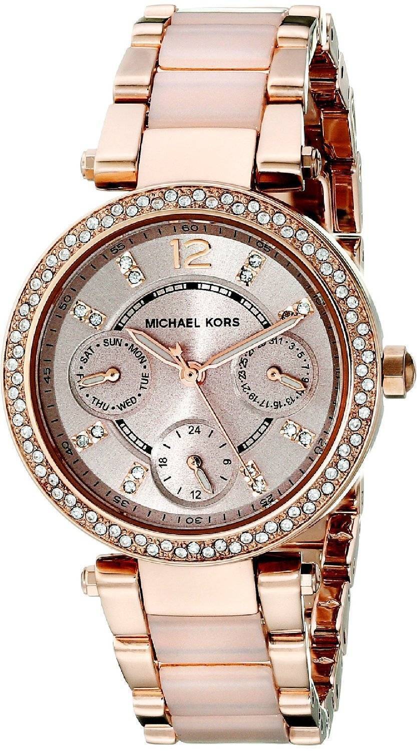 Michael Kors Parker Mini Multi-Function Rose Dial MK6110 Womens Watch -  