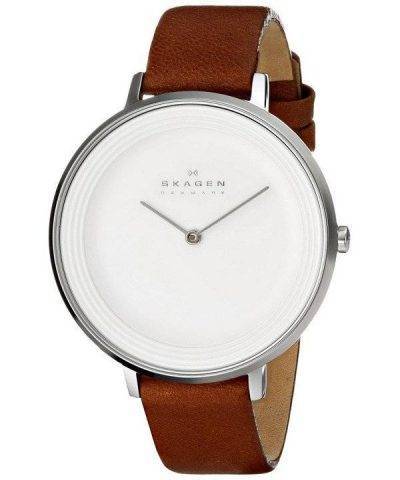 Skagen Ditte Silver Dial Brown Leather SKW2214 Womens Watch