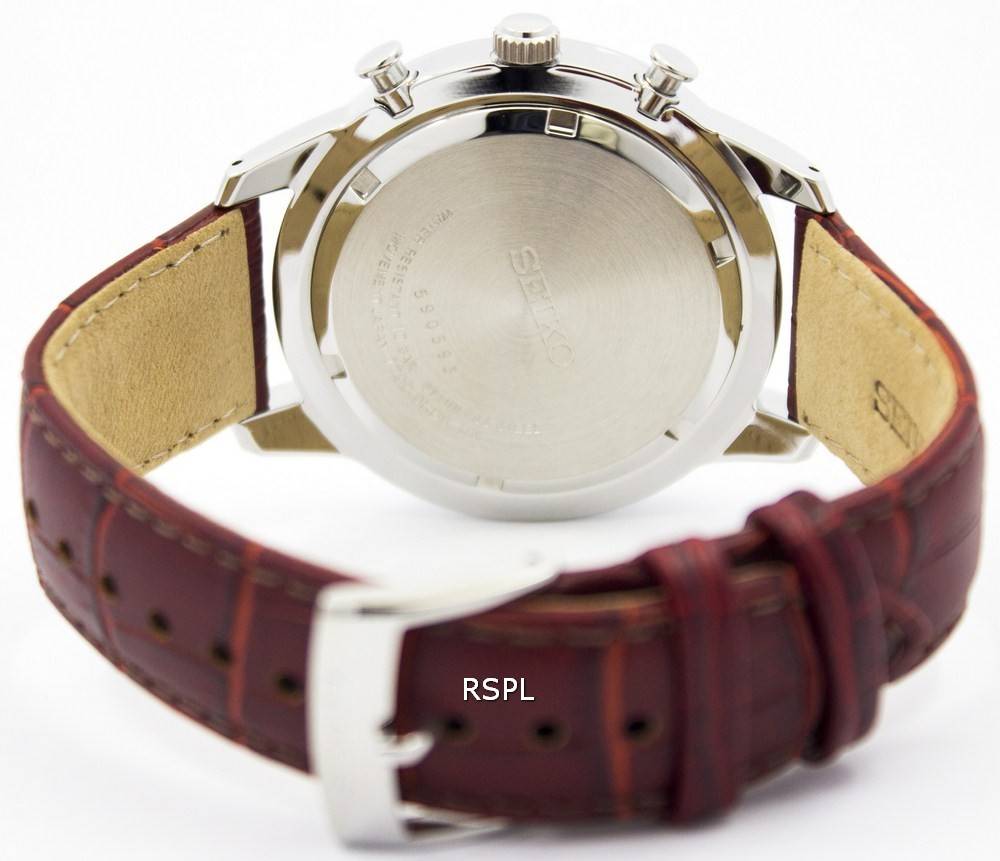 Seiko Chronograph Brown Leather Strap 100M SNDF45P1 SNDF45P Mens Watch 7 -  