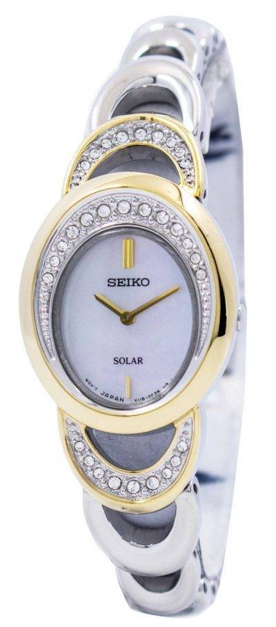 Seiko Solar Two Tone Swarovski Crystals SUP296 SUP296P1 SUP296P Womens Watch