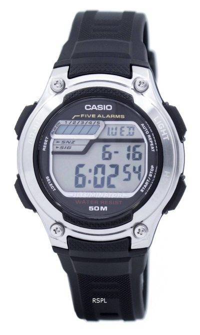 Casio Digital 5 Alarms Illuminator W-212H-1AVDF W-212H-1AV Mens Watch