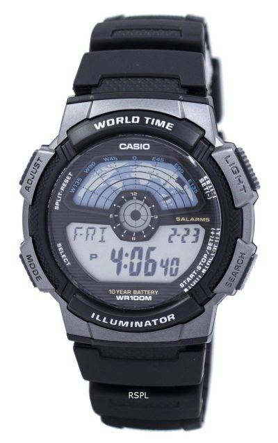 Casio Youth Digital Illuminator World Time AE-1100W-1AV Mens Watch