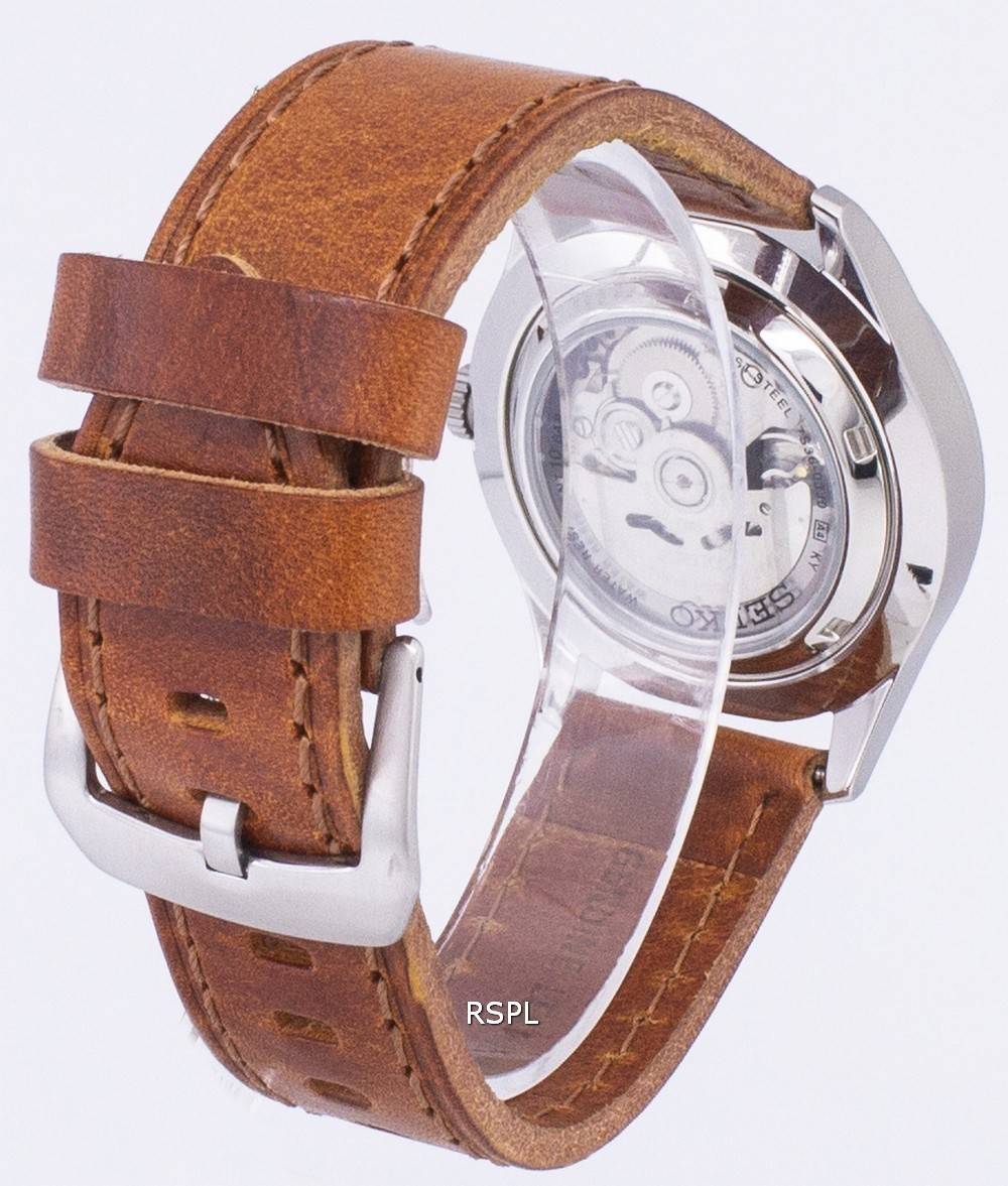 Seiko 5 Sports Automatic Ratio Brown Leather SNZG15K1-LS9 Men's Watch ...