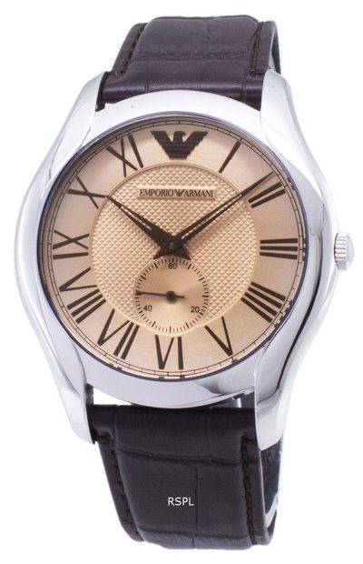 Emporio Armani Classic Amber Dial Brown Leather AR1704 Mens Watch
