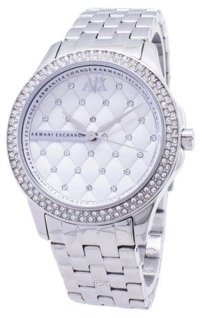 Armani Exchange Lady Hampton Silver Crystals Quilted Dial AX5215 Womens Watch