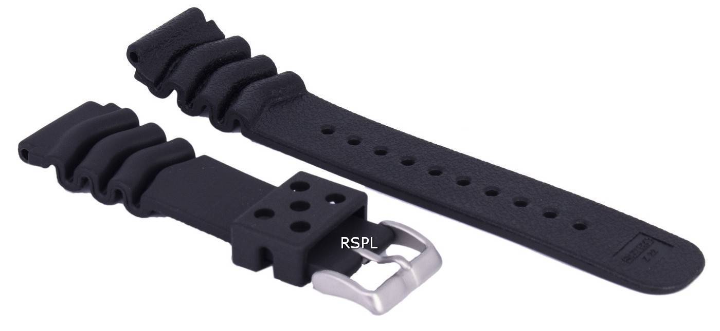 Seiko Black Rubber Watch Strap 22mm 