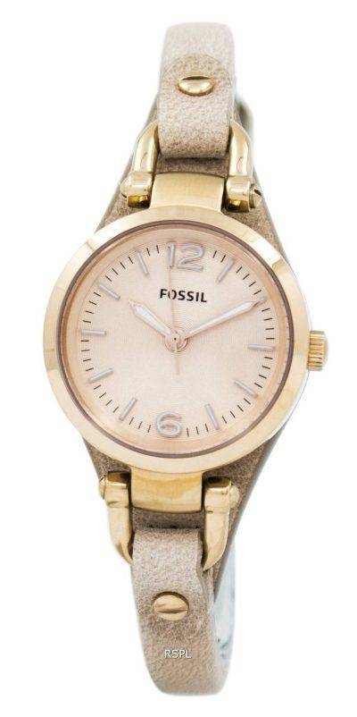 Fossil Georgia Mini Rose Dial Sand Leather Strap ES3262 Womens Watch