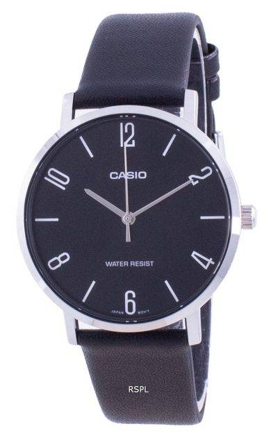 Casio Black Dial Leather Strap Quartz MTP-VT01L-1B2 MTPVT01L-1B2 Men's Watch