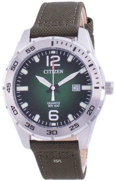 Citizen Green Dial Nylon Strap Quartz BI1041-06X 100M Mens Watch
