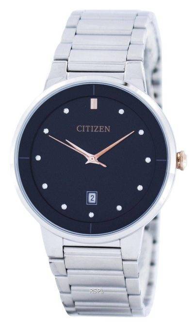 Citizen Quartz Diamond Accent Black Dial BI5014-58E Mens Watch