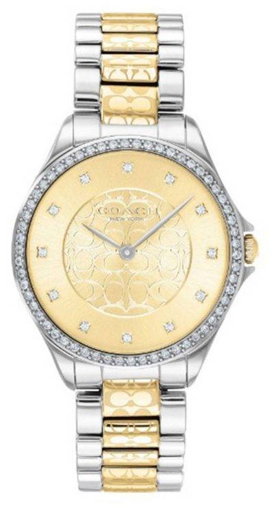 Coach Astor Crystal Accents Two Tone Stainless Steel Quartz 14503506 Womens Watch