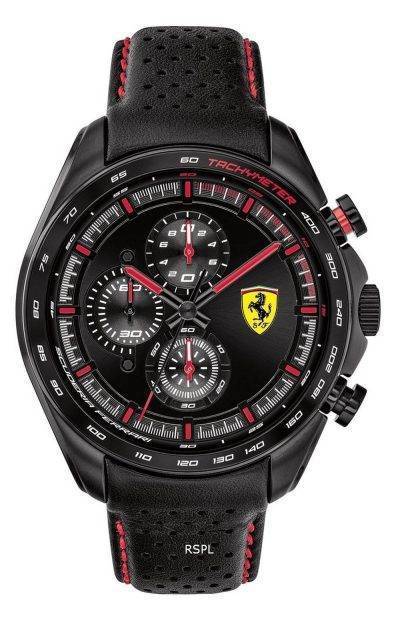Ferrari Scuderia Speedracer Chronograph Leather Strap Quartz 0830647 Mens Watch