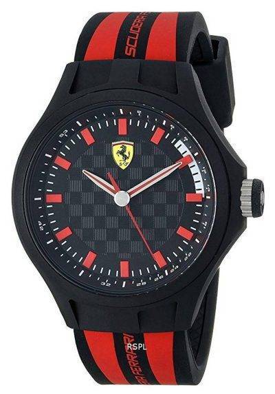 Ferrari Scuderia Pilota Evo Black Dial Leather Strap Quartz 0830712 Mens Watch