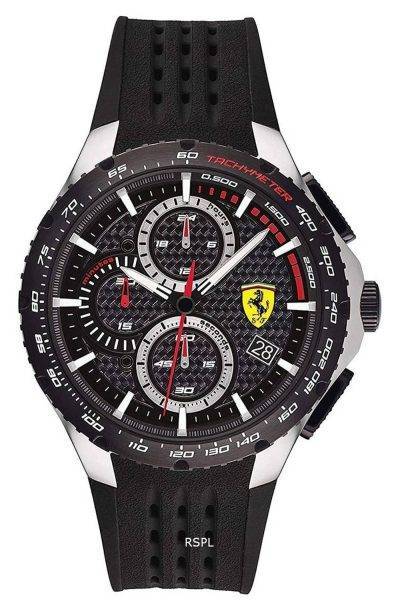 Ferrari Scuderia Pista Chronograph Black Dial Silicon Band Quartz 0830732 Mens Watch