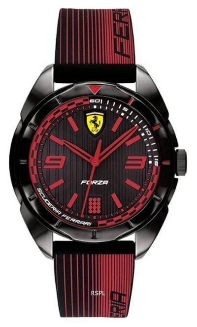 Ferrari Scuderia Forza Black Dial Silicon Band Quartz 0840034 Mens Watch