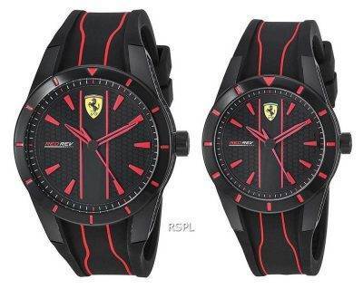 Ferrari Scuderia Redrev Black Dial Silicon Strap Quartz 0870021 With Set Mens Watch
