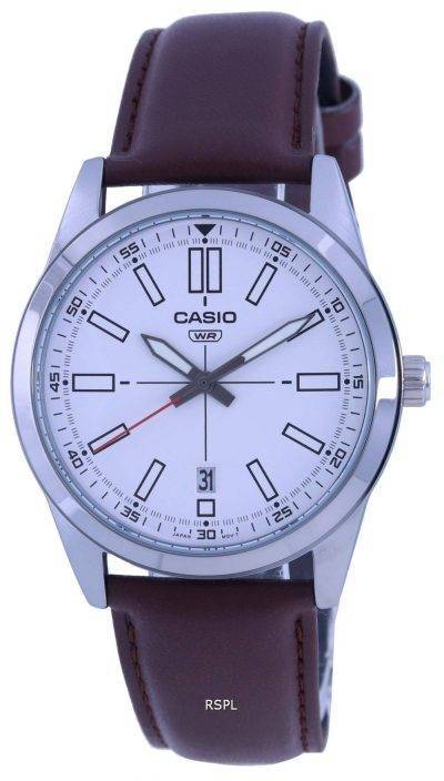 Casio Analog White Dial Leather Strap Quartz MTP-VD02L-7E MTPVD02L-7 Mens Watch
