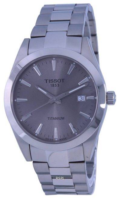 Tissot Gentleman Titanium Grey Dial Quartz T127.410.44.081.00 T1274104408100 100M Mens Watch