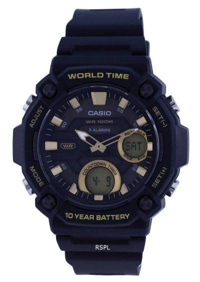Casio Youth Analog Digital Resin Black Dial Quartz AEQ-120W-9AV AEQ120W-9 100M Mens Watch