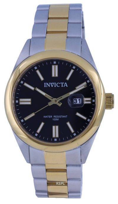 Invicta Pro Diver Two Tone Stainless Steel Black Dial Quartz INV38466 100M Mens Watch