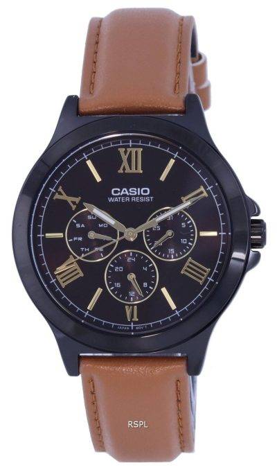 Casio Chronograph Leather Strap Analog MTP-V300BL-5A MTPV300BL-5 Mens Watch