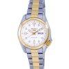 Seiko 5 Sports Two Tone Stainless Steel White Dial Automatic SRE004 SRE004K1 SRE004K 100M Womens Watch