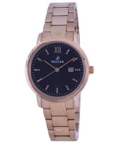Westar Black Dial Rose Gold Tone Stainless Steel Quartz 40245 PPN 603 Womens Watch