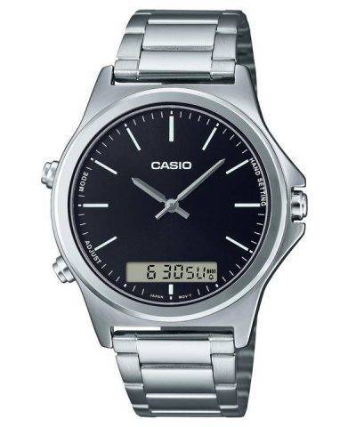 Casio Analog Digital Black Dial Stainless Steel MTP-VC01D-1E MTPVC01D-1 Mens Watch