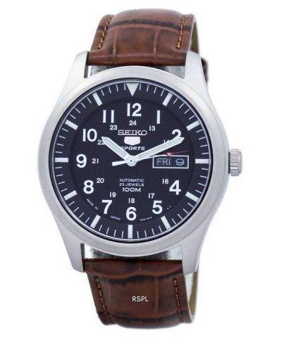 Seiko 5 Sports Automatic Japan Made Ratio Brown Leather SNZG15J1-LS7 Men's Watch