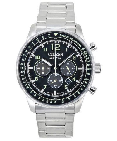 Citizen Eco-Drive Chronograph Stainless Steel Black Dial CA4500-83E 100M Mens Watch