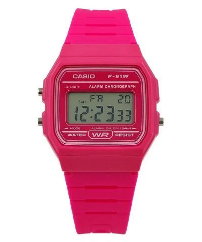 Casio Digital Pink Resin Strap Quartz F-91WC-4A Unisex watch