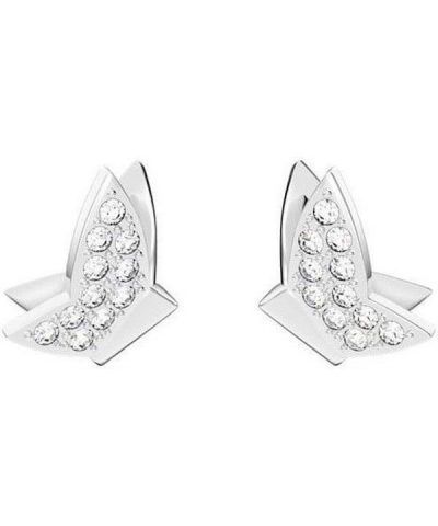 Swarovski Lilia Butterfly Rhodium Plated Stud Earrings With White Crystal 5636424 For Women